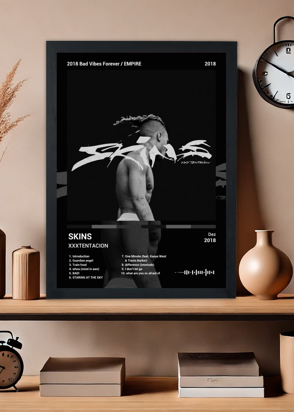 Quadro Decorativo XXXTENTACION SKINS (Dark) Com Vidro