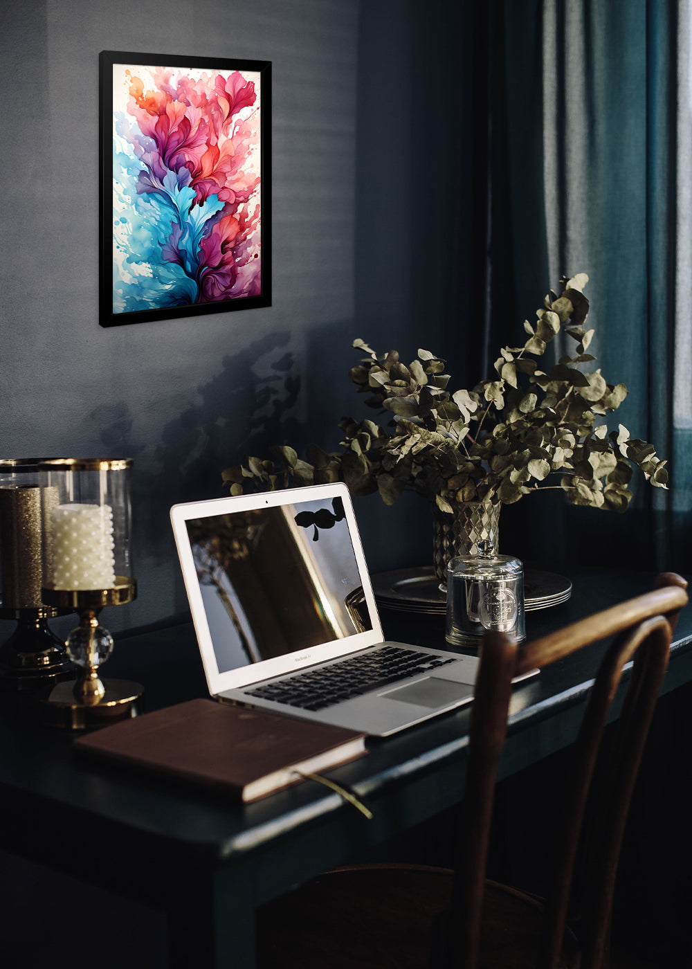 Quadro Decorativo Explosão de cores abstrata - Com vidro