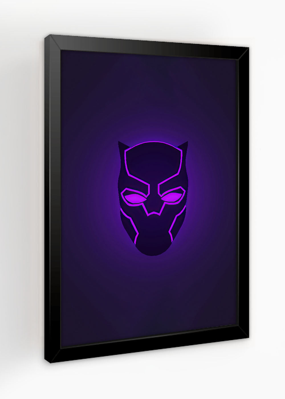 Quadro Decorativo Mascara do Pantera Negra - Com vidro