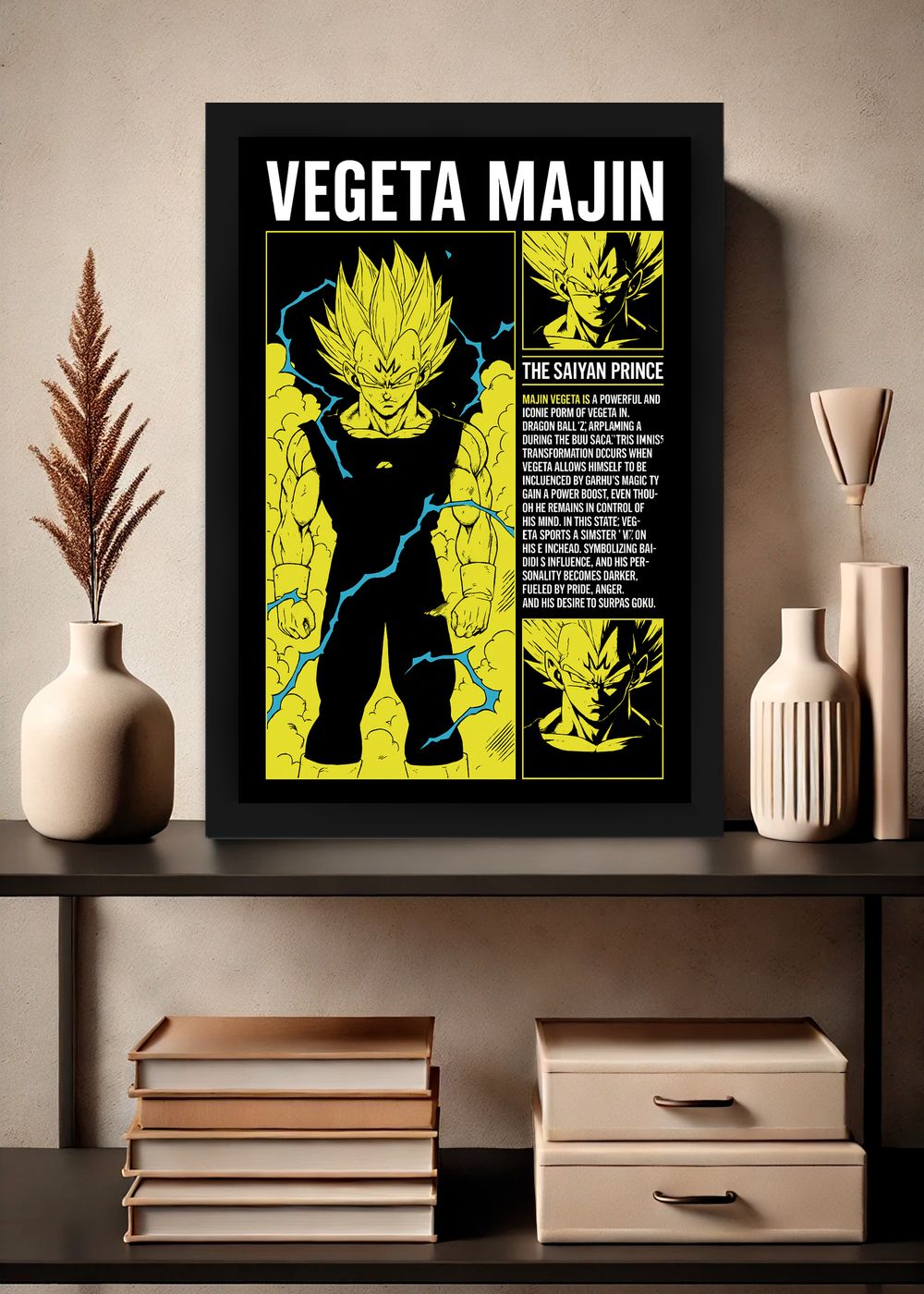 Quadro Decorativo Majin Vegeta o Príncipe Saiyajin Com Vidro