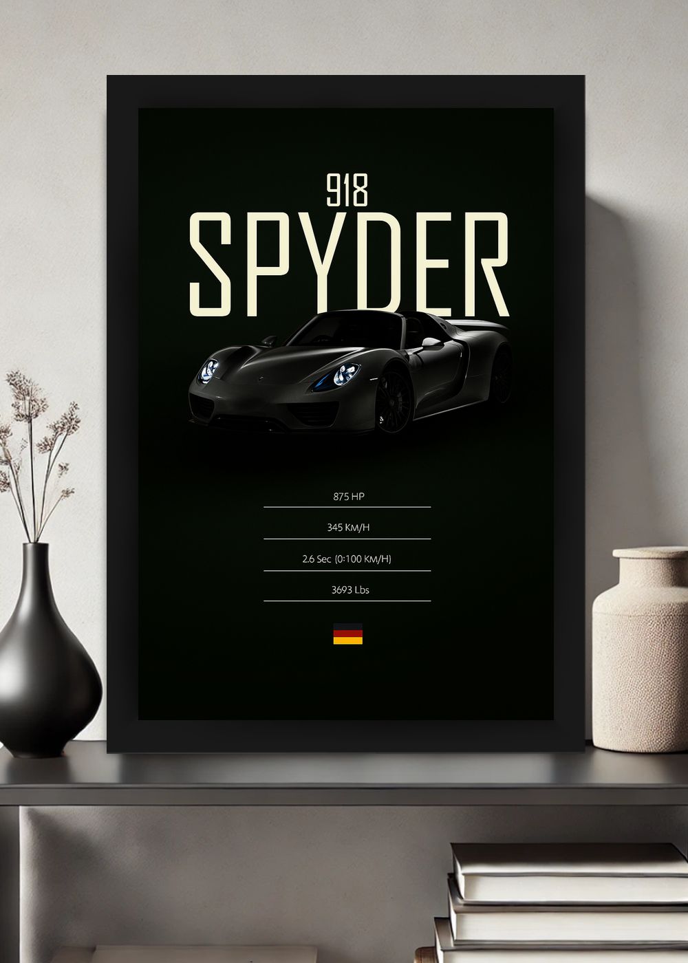 Quadro Porsche 918 Spyder Com Vidro e Moldura