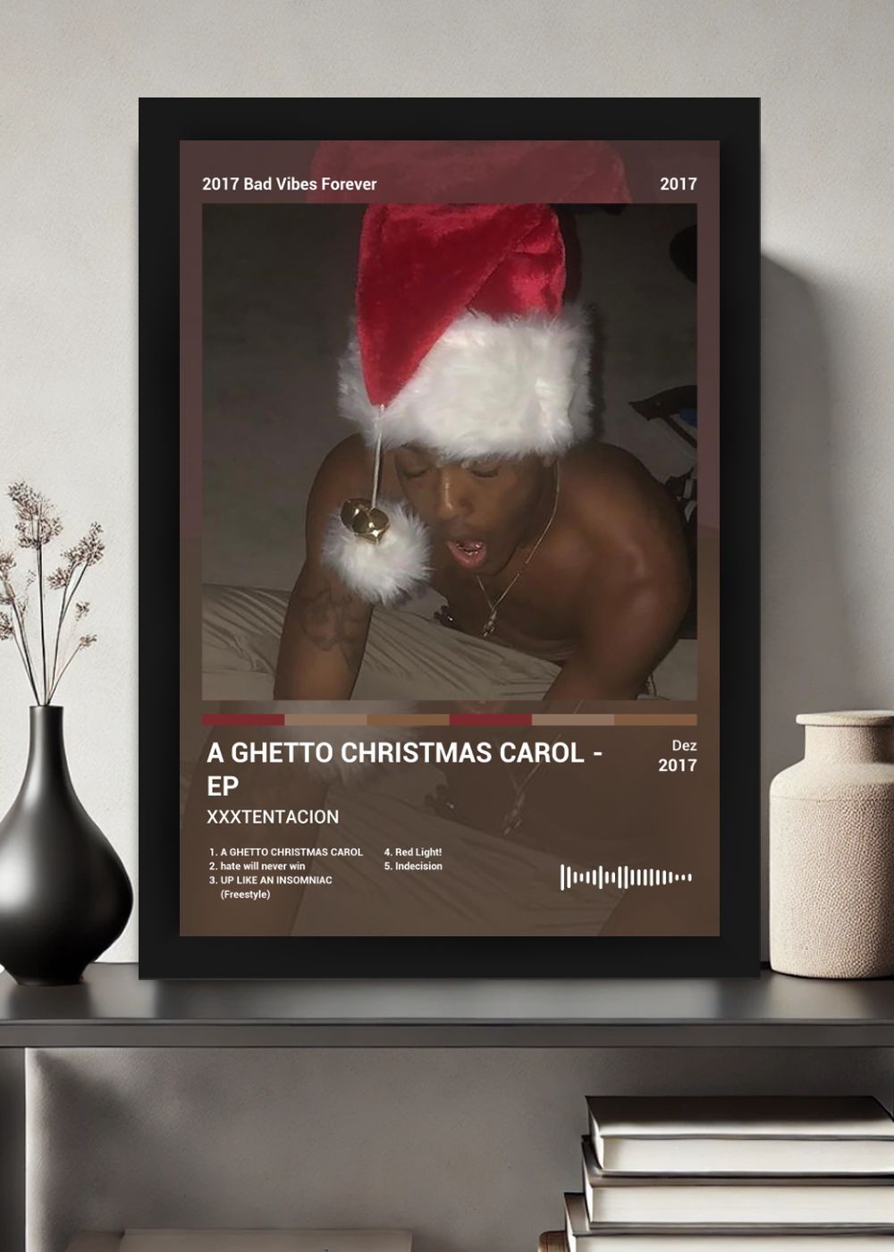 Quadro XXXTENTACION A GHETTO CHRISTMA... (Colored) Com Vidro