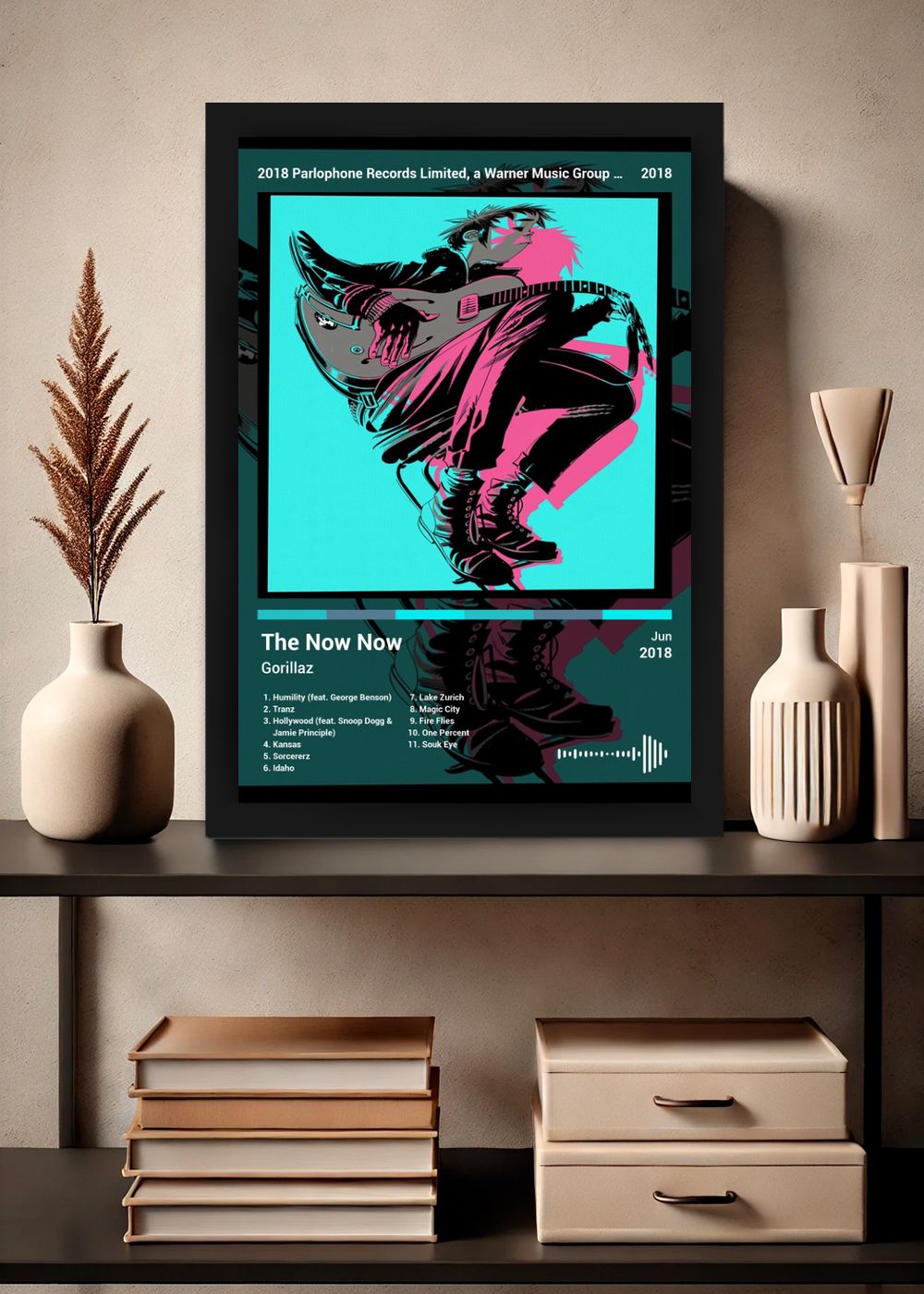 Quadro Decorativo Gorillaz The Now Now (Dark) Com Vidro