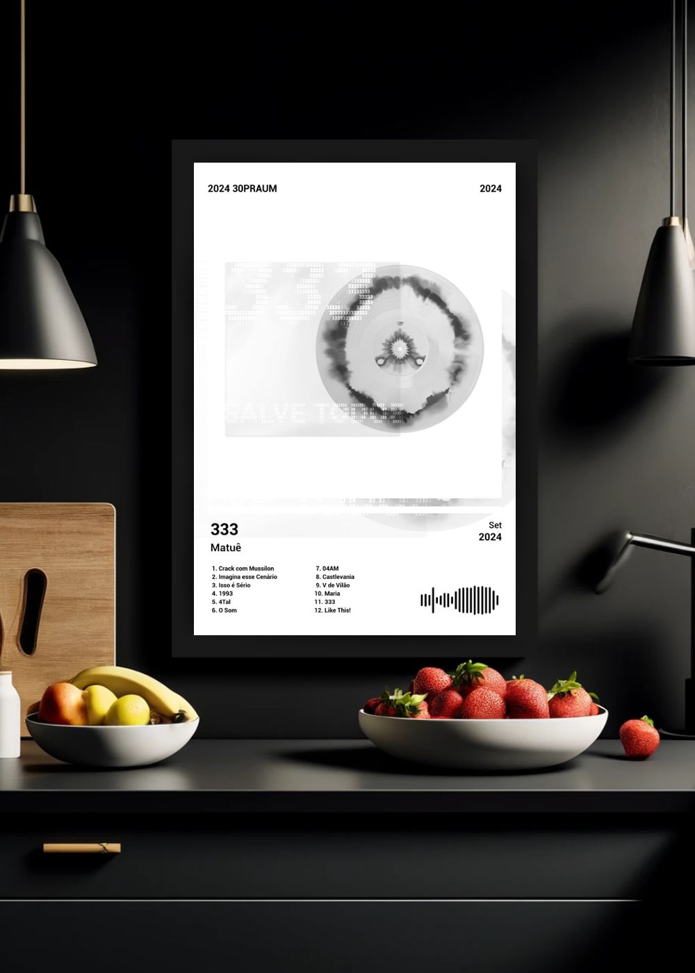 Quadro Decorativo Matuê 333 (Black&white) Com Vidro