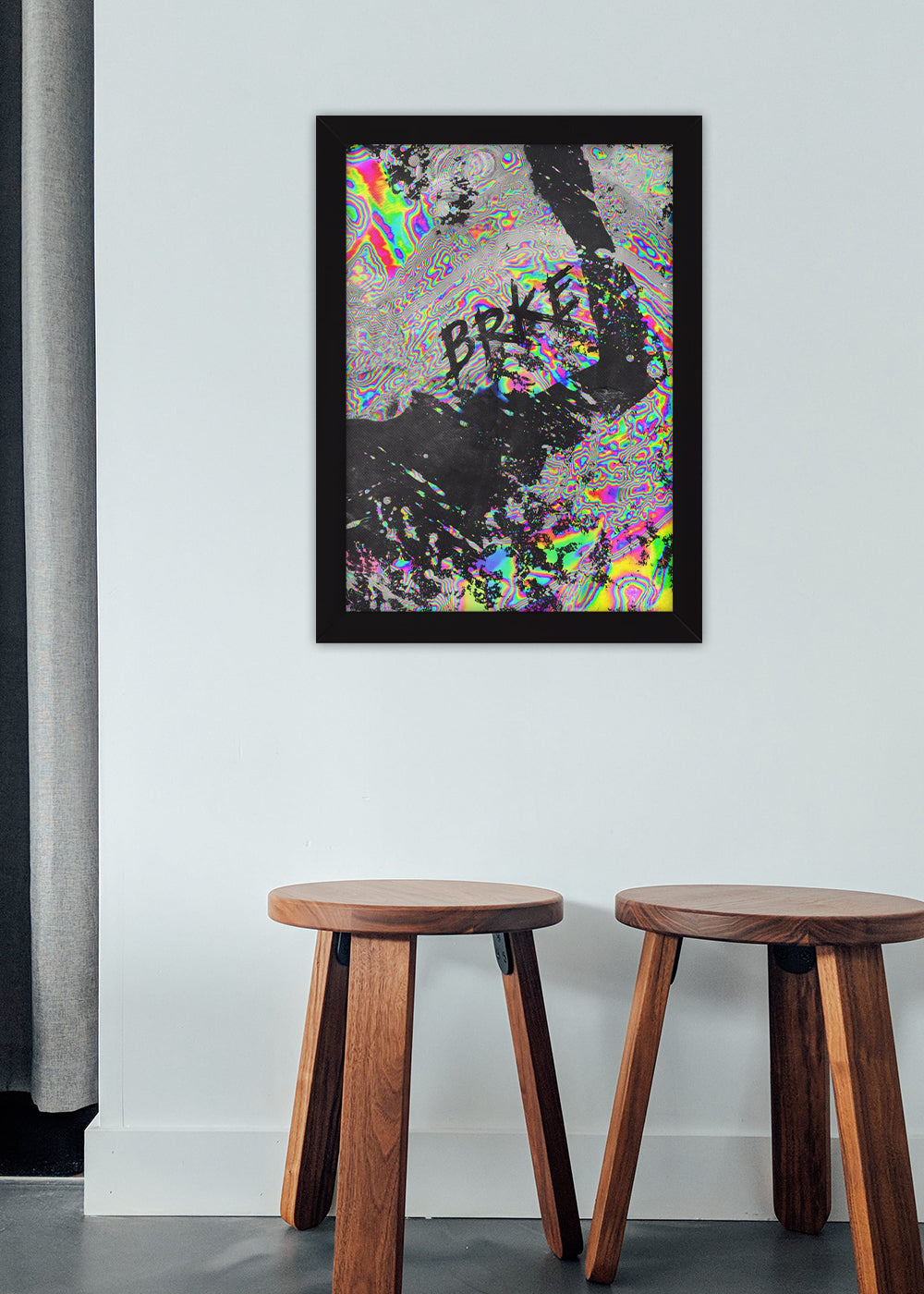 Quadro Decorativo Arte BRKE grafite Abstrata - Com vidro