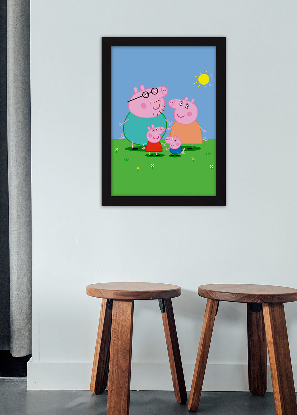 Quadro Decorativo Familia da Peppa pig - Com vidro
