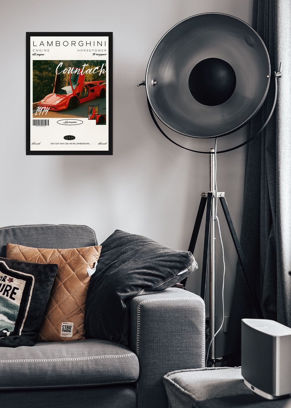 Quadro Com Vidro Lamborghini Countach 1974 com Moldura