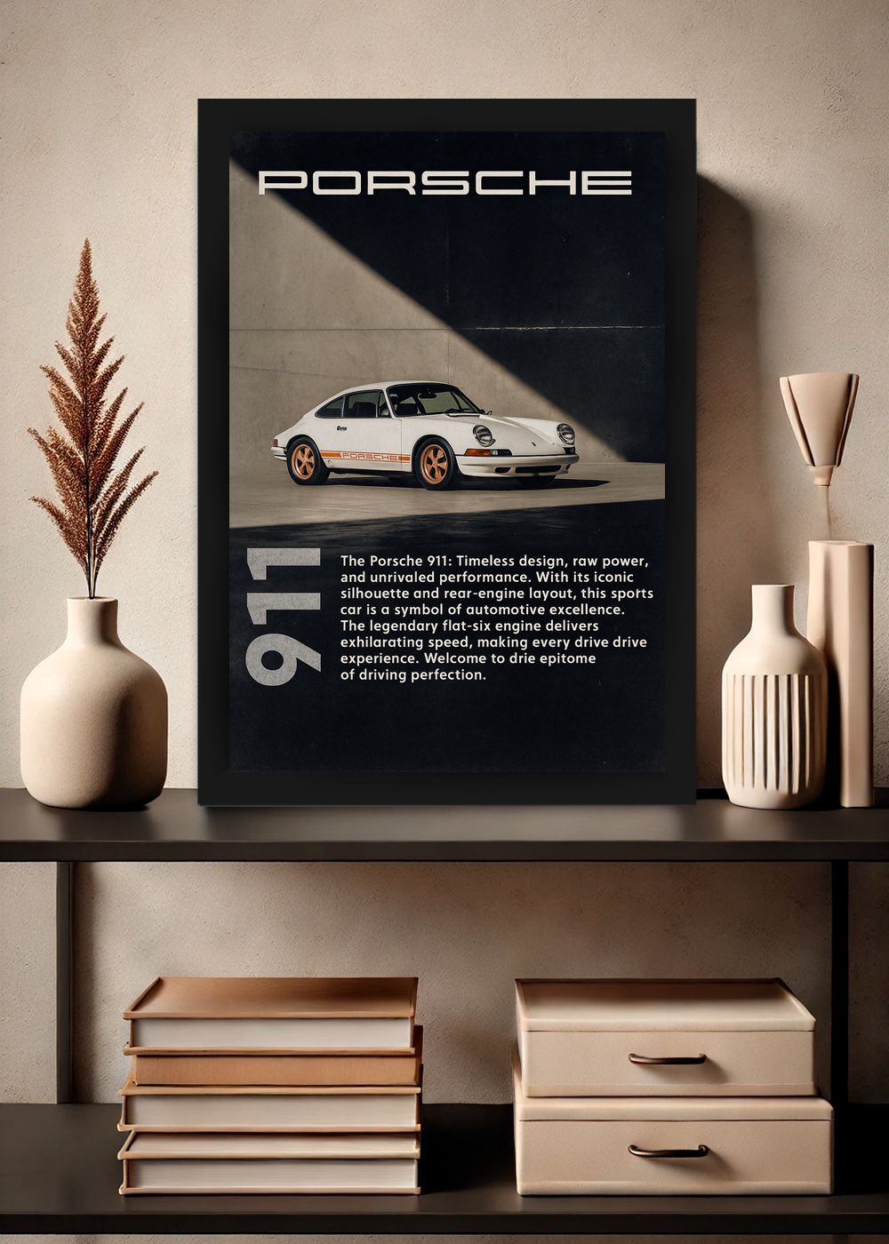 Quadro Decorativo Porsche 911 Atemporal - Com Vidro