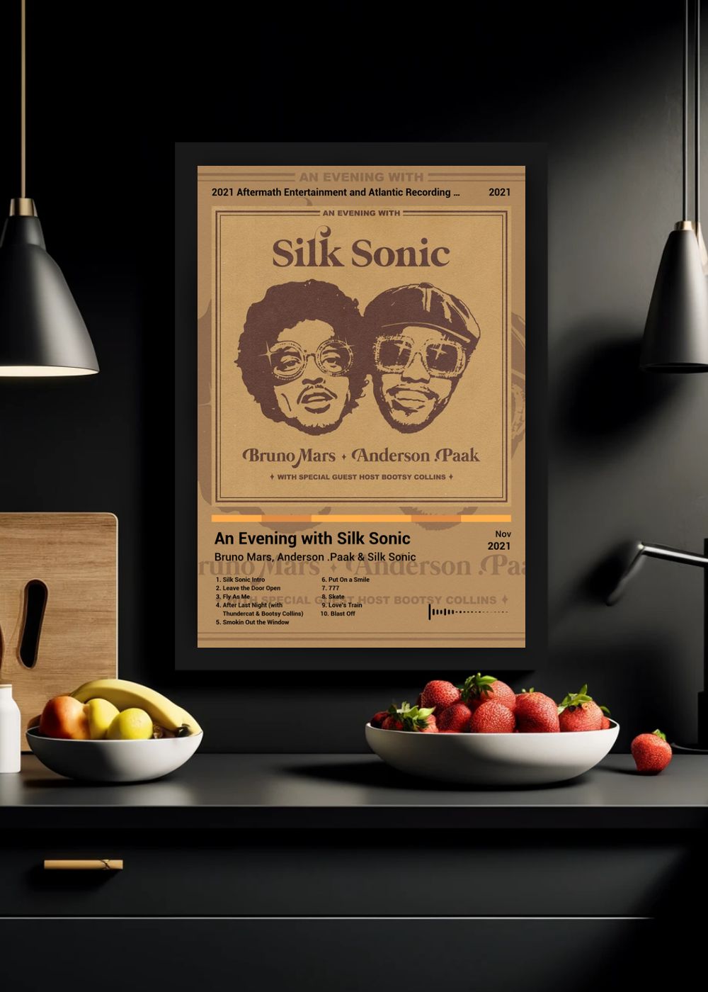 Quadro Bruno Mars An Evening with Sil... (Colored) Com Vidro