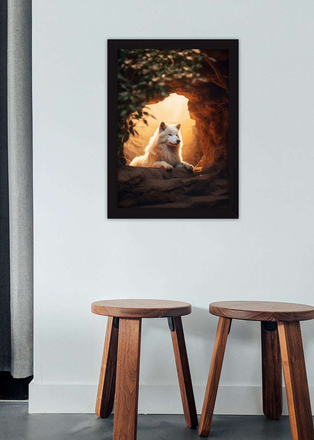 Quadro Decorativo o lobo branco - Animais - Com vidro