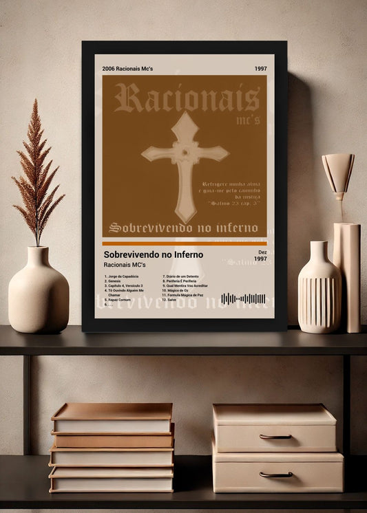 Quadro Racionais MC's Sobrevivendo no I... (Sepia) Com Vidro