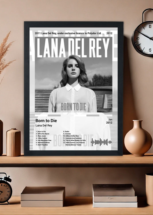 Quadro Lana Del Rey Born to Die (Black&white) Com Vidro