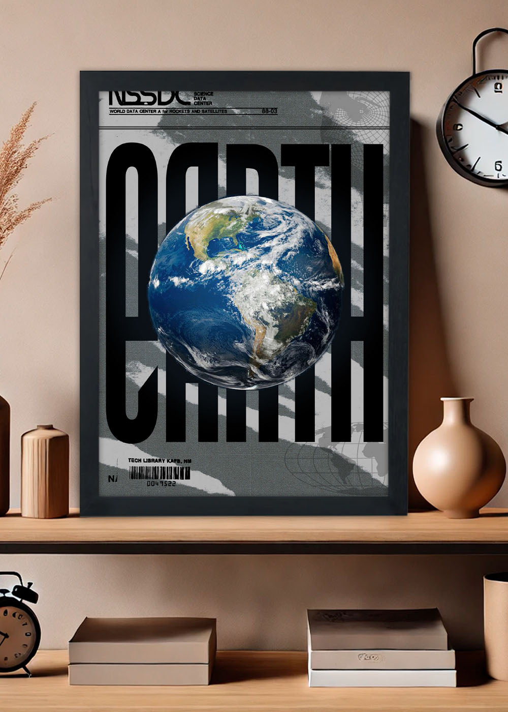 Quadro Decorativo arte do planeta terra - Com vidro