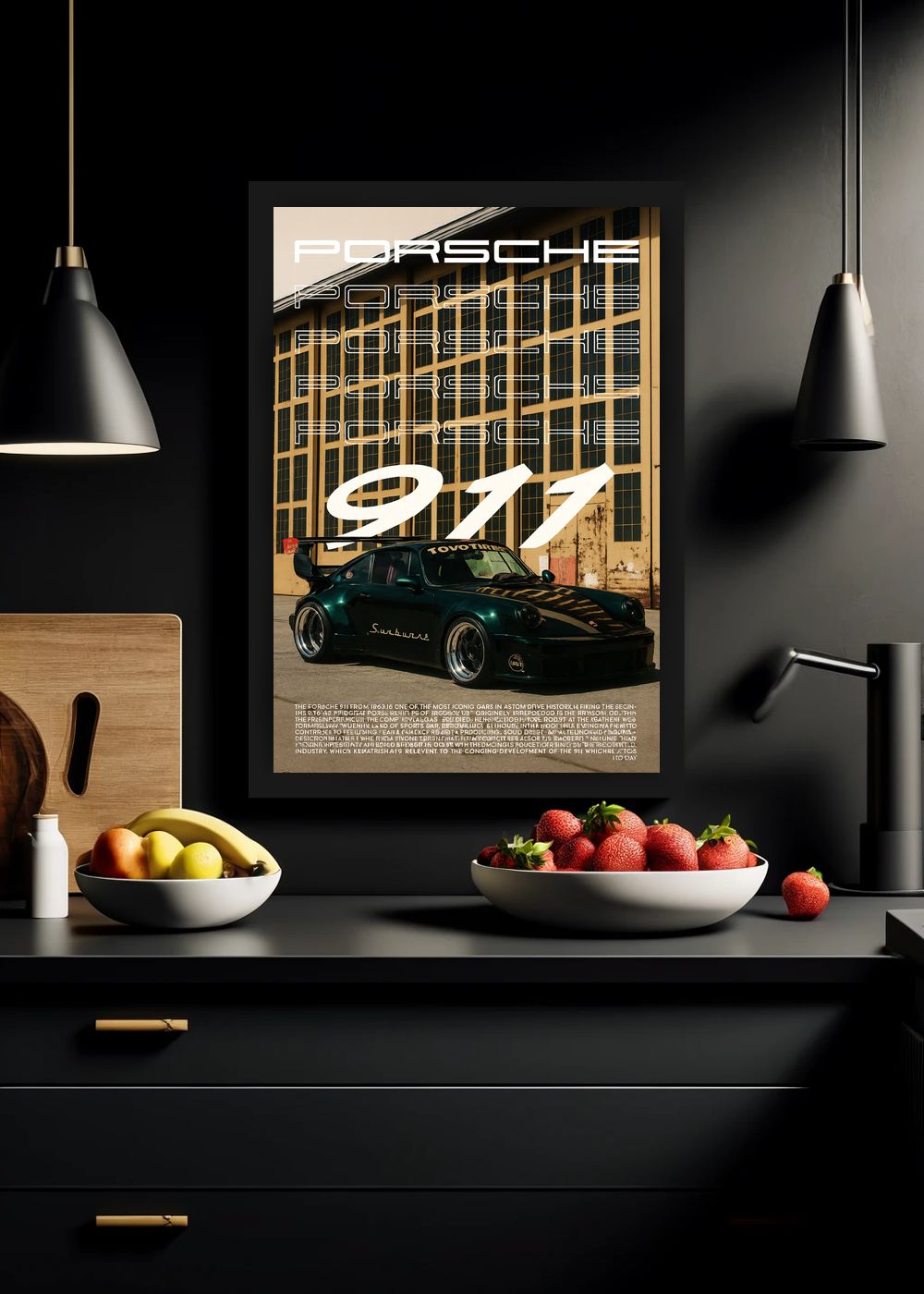 Quadro Decorativo Porsche 911 Sunburst Com Vidro