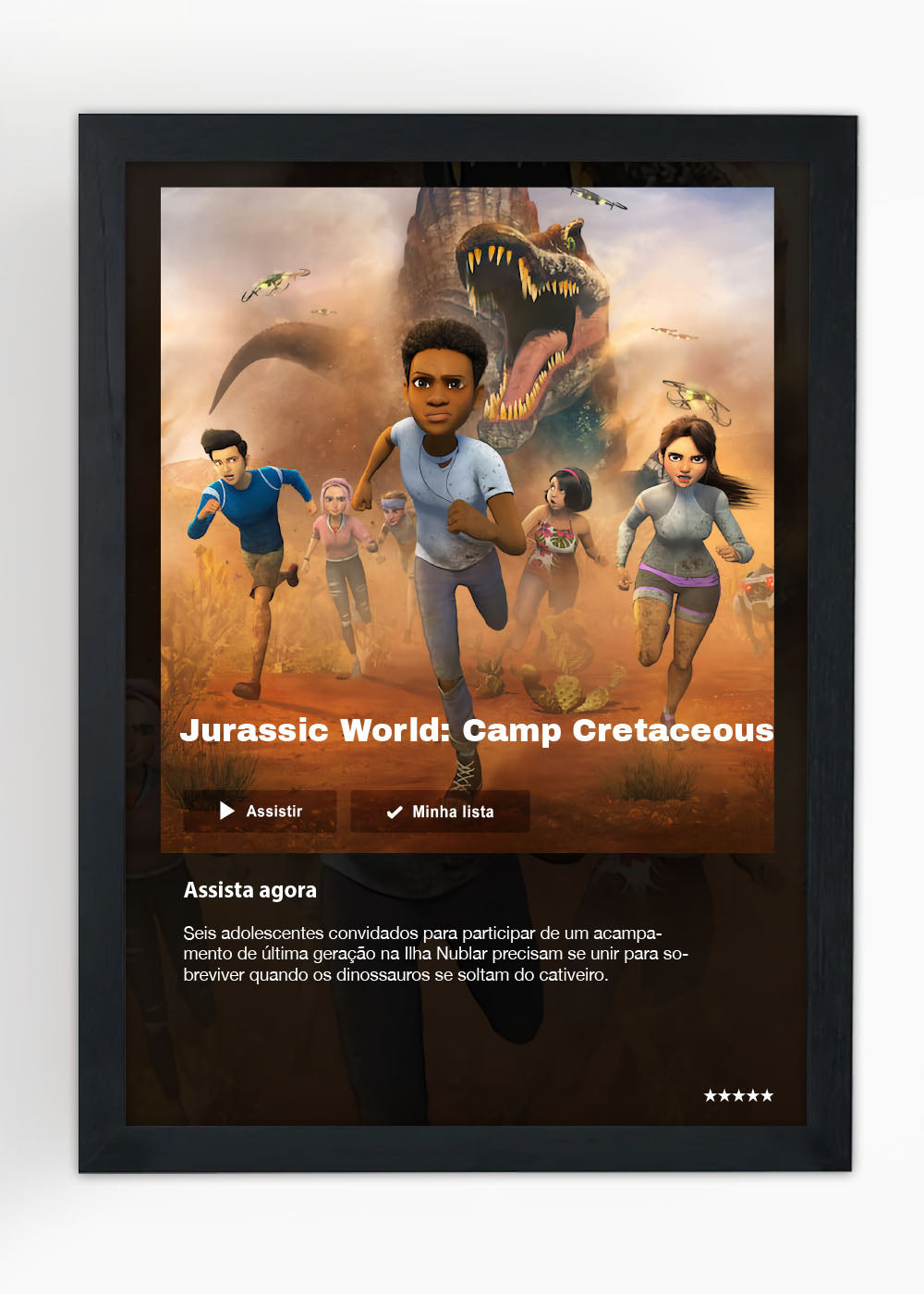 Quadro Decorativo Jurassic World Camp Cretaceous - Com vidro