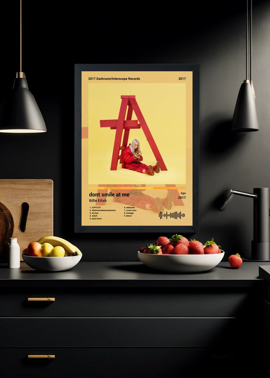 Quadro Billie Eilish dont smile at me (Colored) Com Vidro