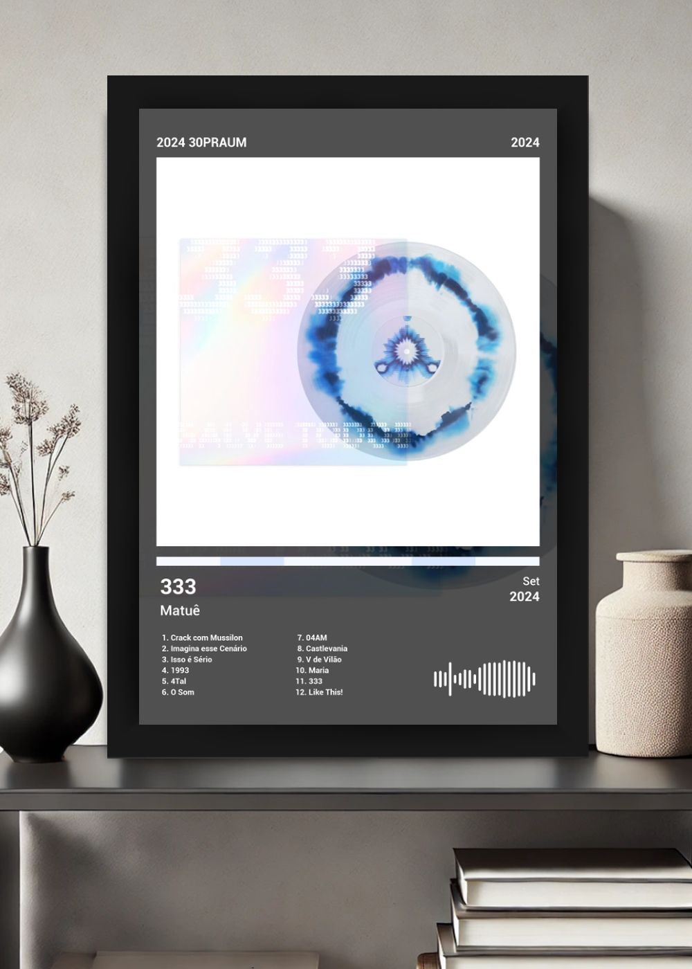 Quadro Decorativo Matuê 333 (Dark) Com Vidro