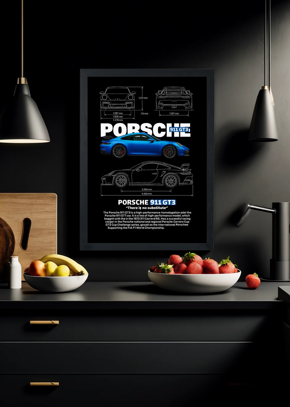 Quadro decorativo Porshe 911 GT3 – Com vidro