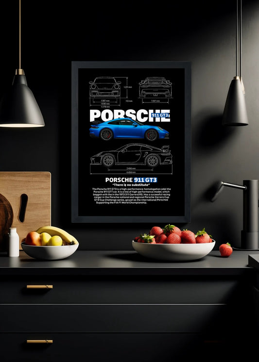 Quadro decorativo Porshe 911 GT3 – Com vidro