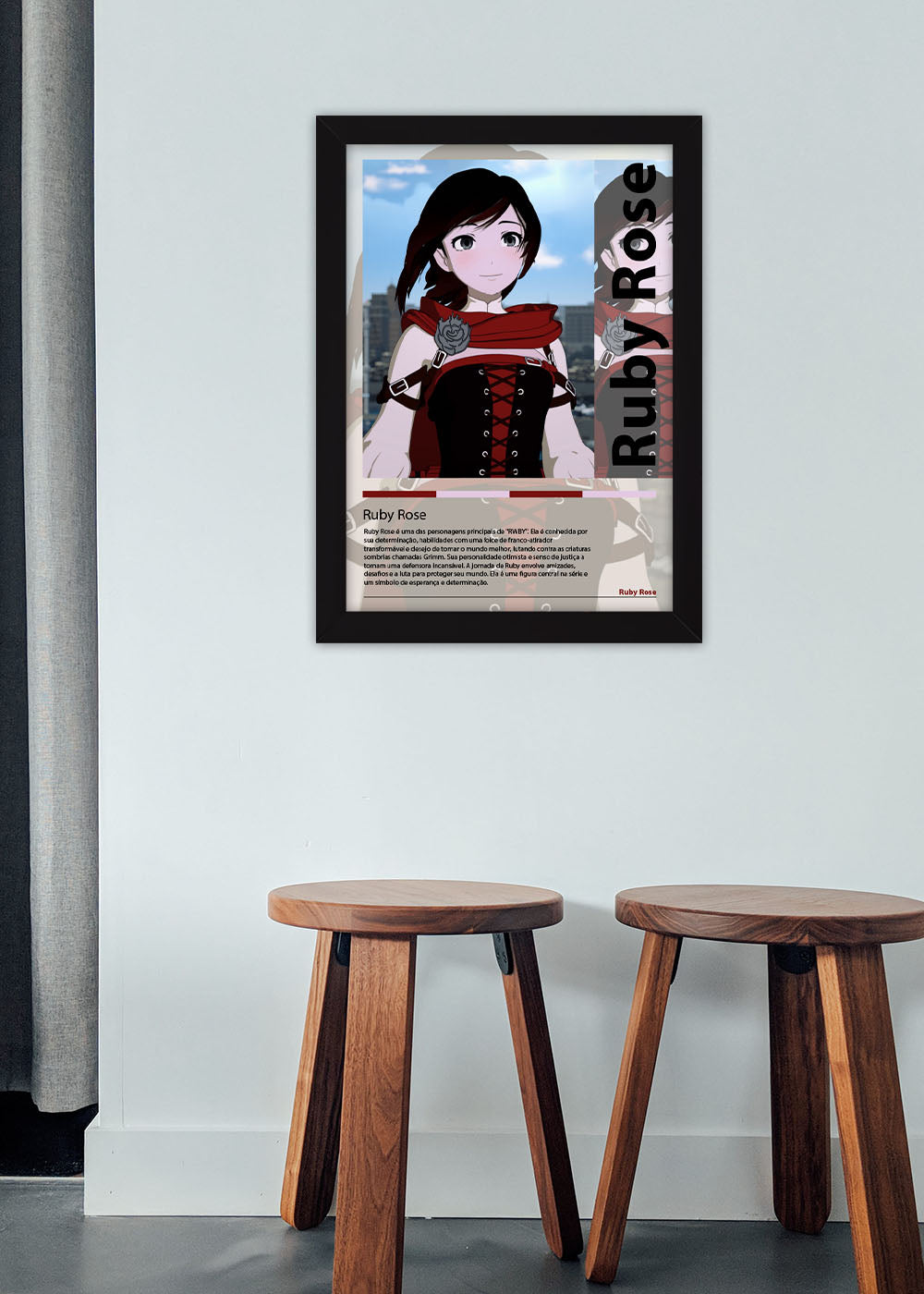 Quadro Decorativo Ruby Rose - RWBY - Com vidro