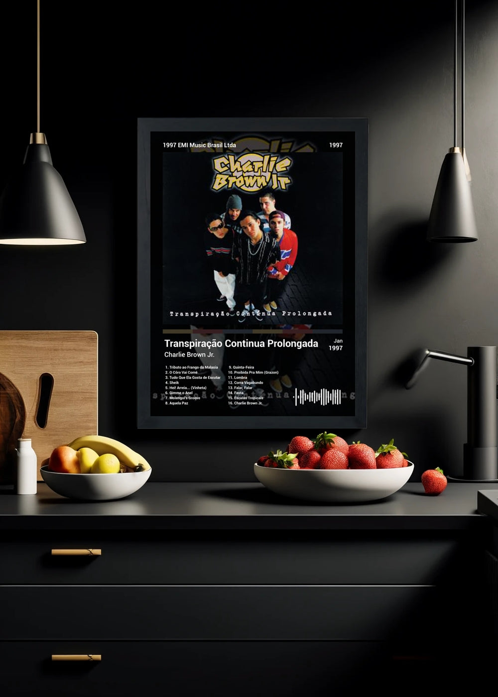Quadro Charlie Brown Jr. Transpiração Co... (Dark) Com Vidro