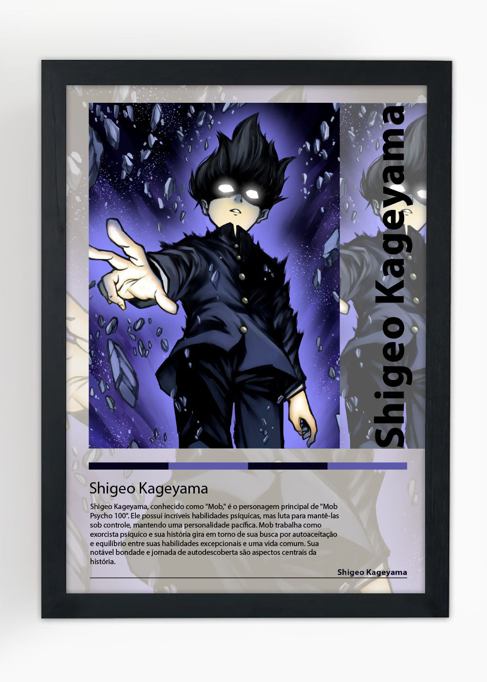 Quadro Decorativo Shigeo Kageyama Mob Psycho 100 - Com vidro