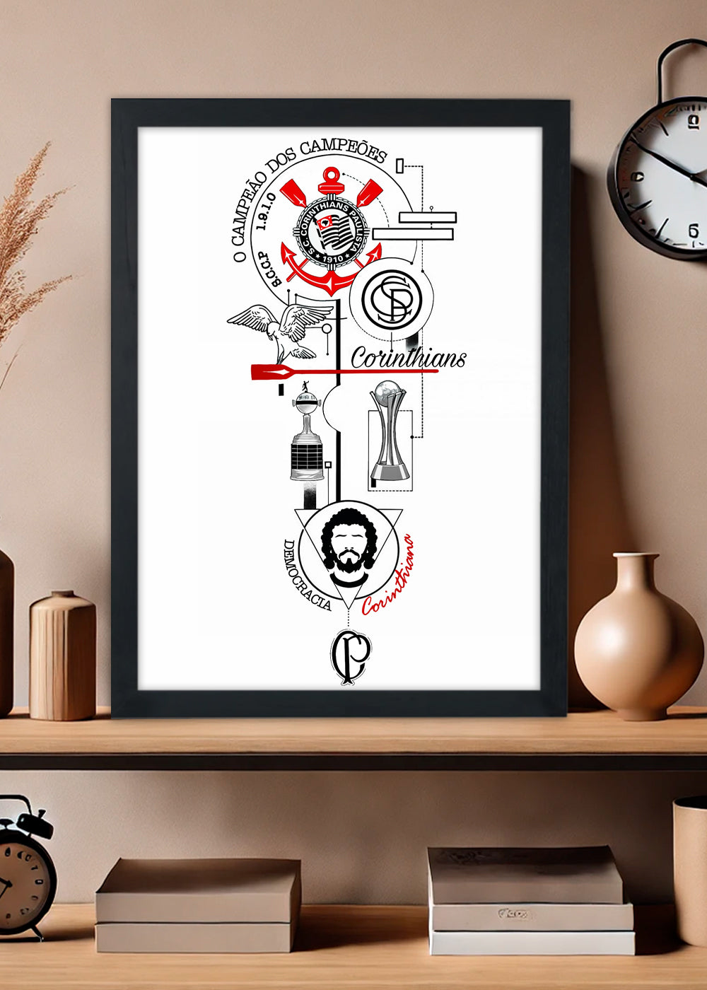 Quadro Decorativo Corinthians Democracia Corinthiana - Com vidro