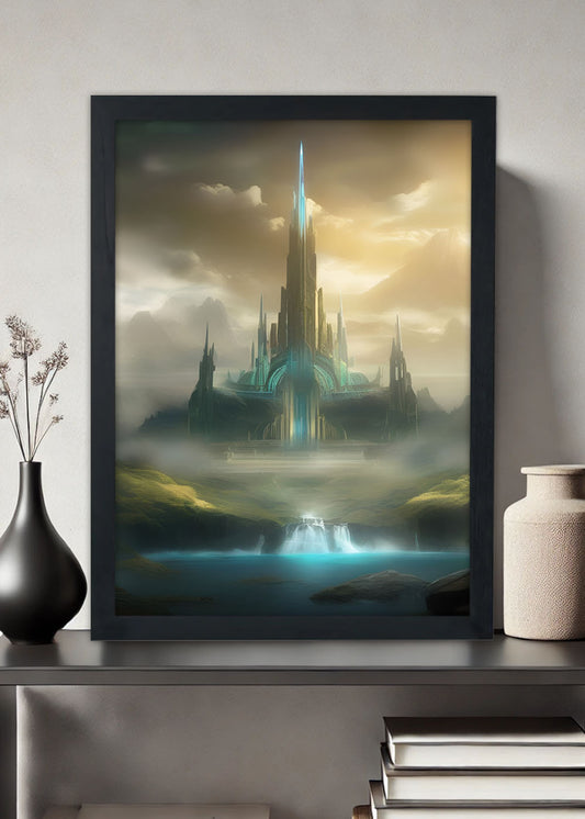 Quadro Reino de asgard  - Mitologia nórdica - Com vidro