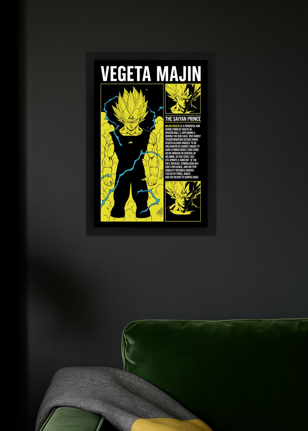 Quadro Decorativo Majin Vegeta o Príncipe Saiyajin Com Vidro