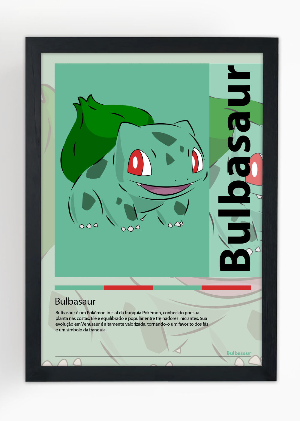 Quadro Decorativo Bulbasaur - Pokémon - Com vidro