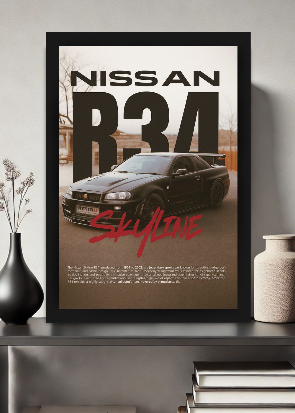 Quadro Decorativo Nissan Skyline R34 Nismo Com Vidro
