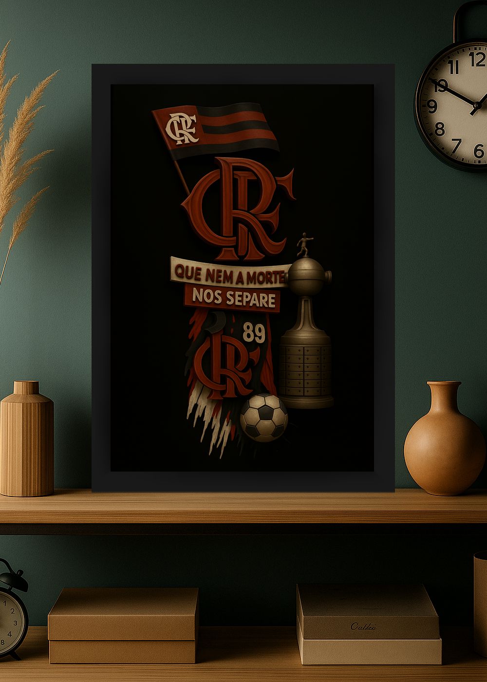 Quadro Com Vidro Flamengo Até Morrer com Moldura