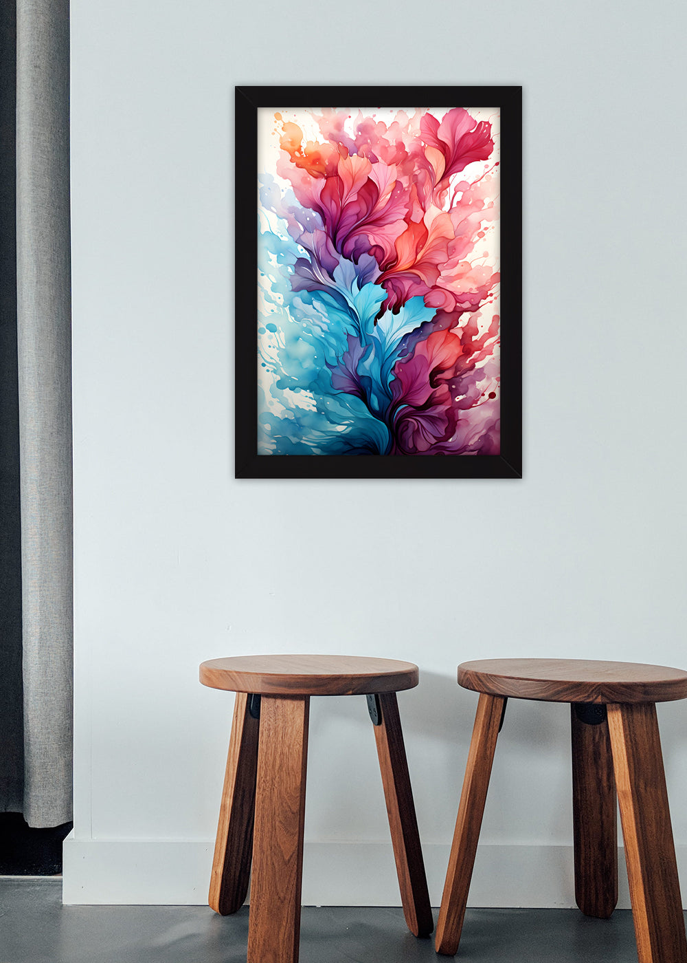 Quadro Decorativo Explosão de cores abstrata - Com vidro