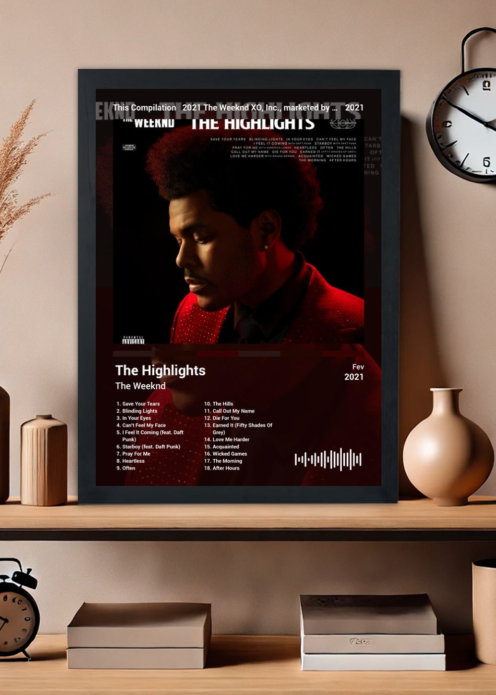 Quadro The Weeknd The Highlights (Colored) Com Vidro