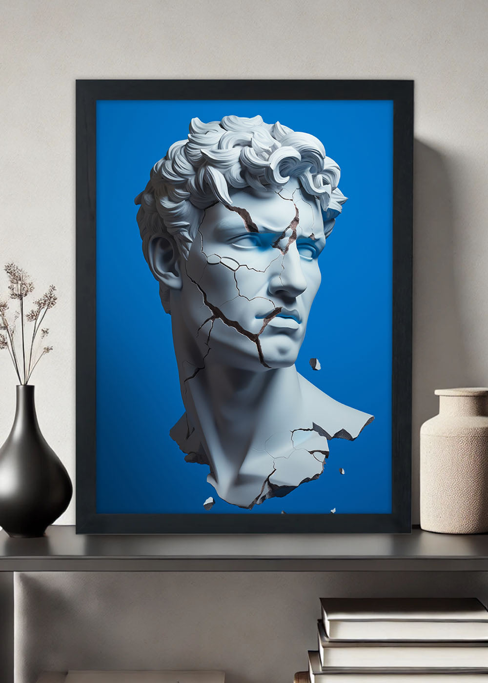 Quadro Decorativo Homem de pedra quebrado - Com vidro