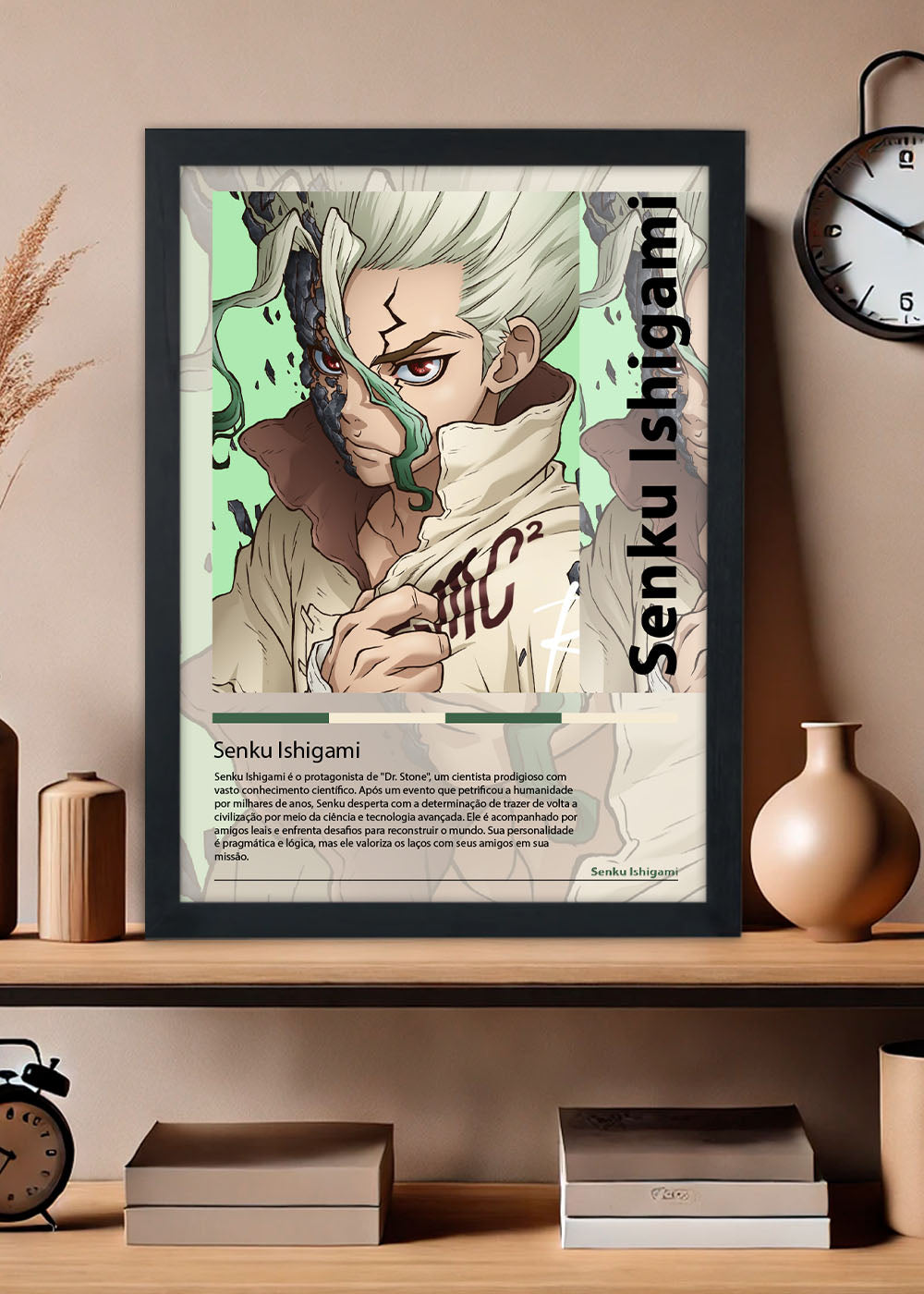 Quadro  Senku Ishigami - Dr. Stone - Com vidro