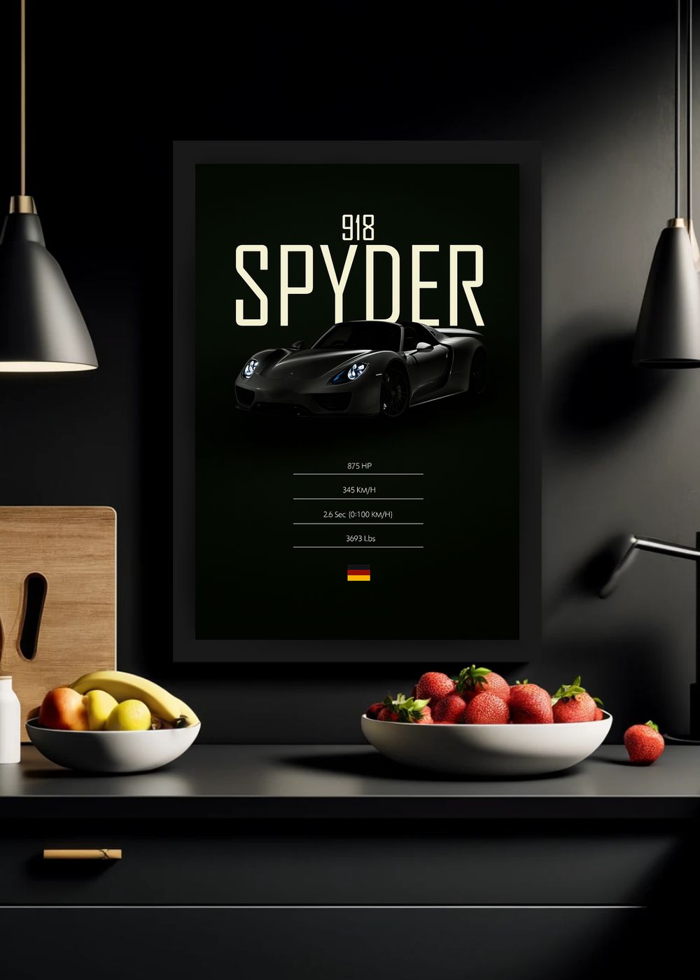 Quadro Porsche 918 Spyder Com Vidro e Moldura