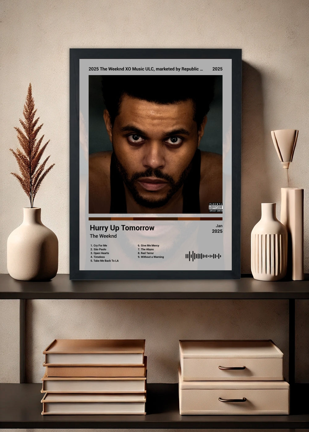 Quadro The Weeknd Hurry Up Tomorrow (Light) Com Vidro