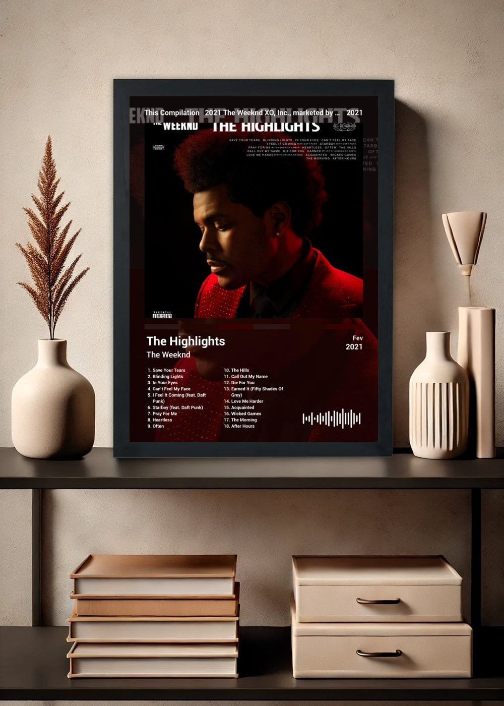 Quadro The Weeknd The Highlights (Colored) Com Vidro