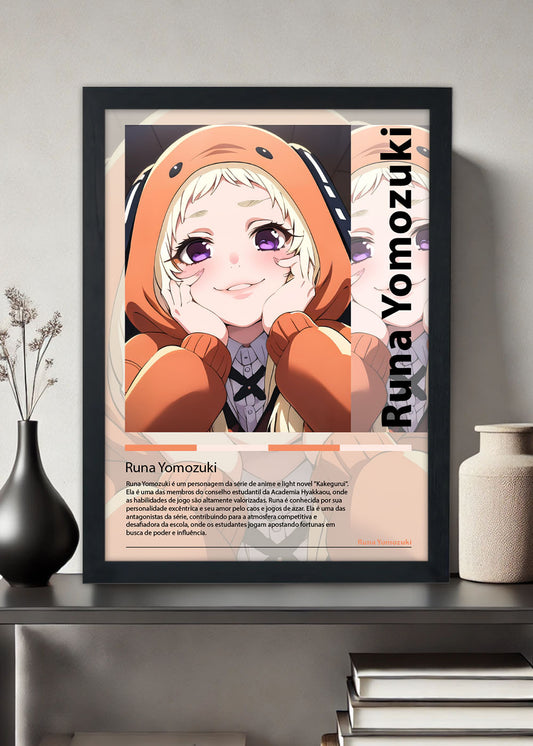 Quadro Decorativo Runa Yomozuki - Kakegurui - Com vidro