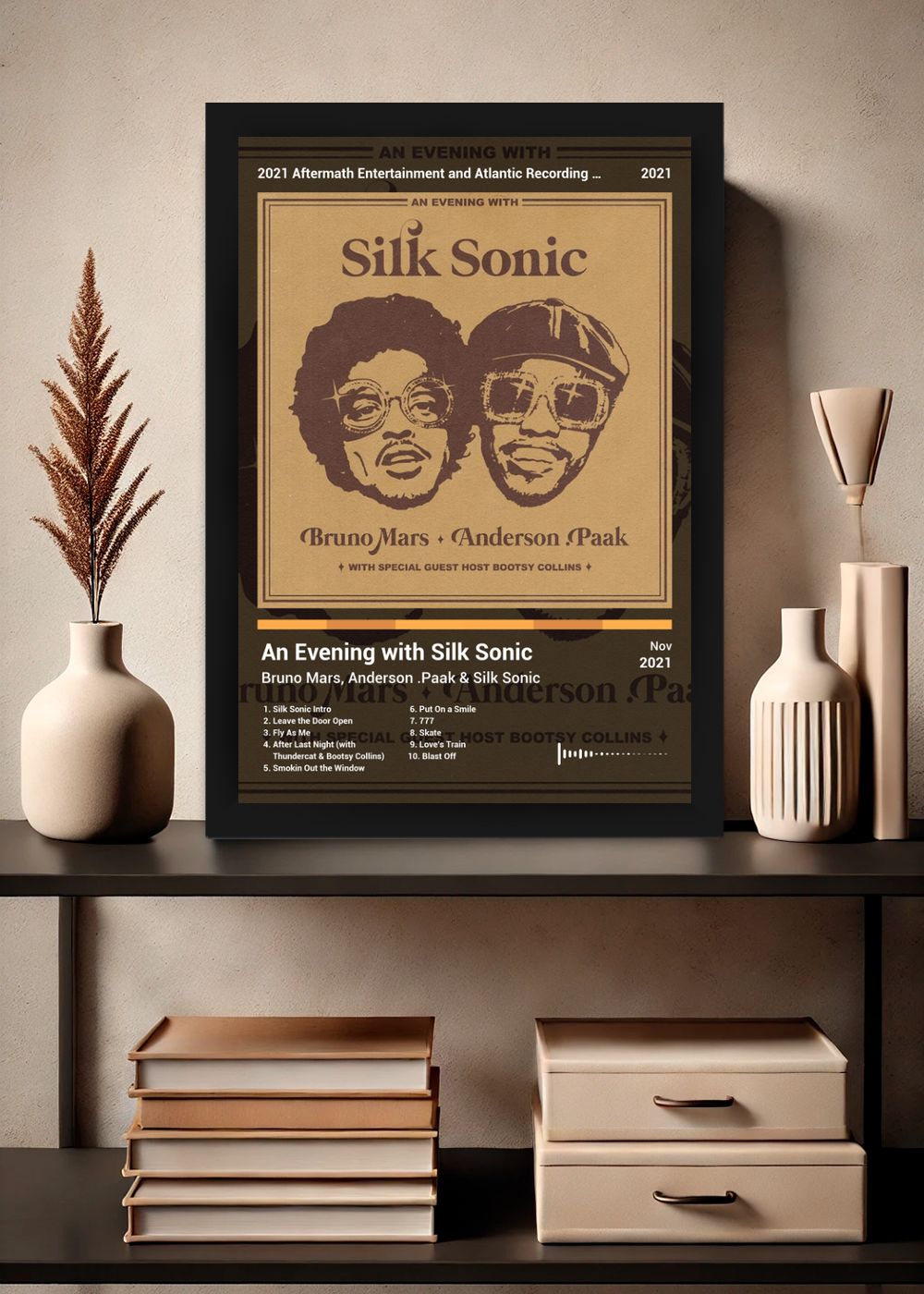 Quadro Bruno Mars An Evening with Silk S... (Dark) Com Vidro