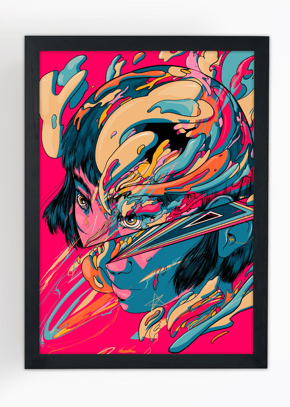 Quadro Decorativo Menina artistica abstrata - Com vidro