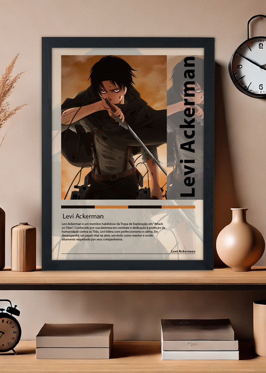 Quadro Levi Ackerman - Shingeki no Kyojin - Com vidro