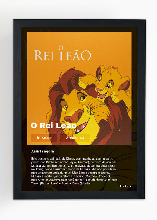Quadro Decorativo Filme O Rei Leão - Com vidro