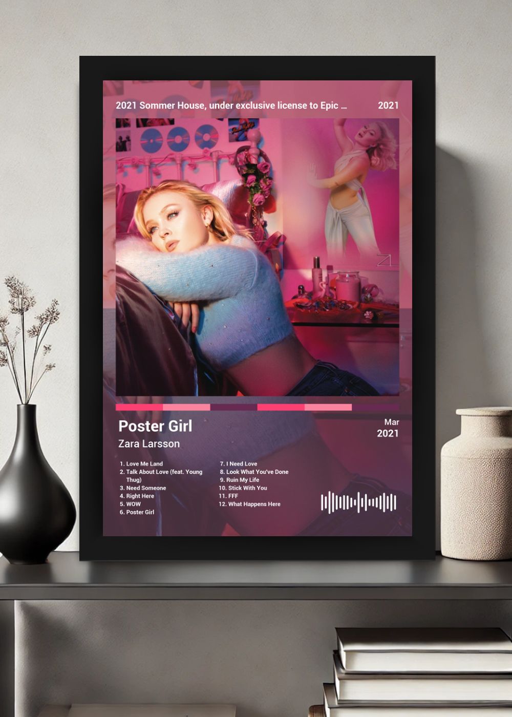 Quadro Zara Larsson Poster Girl (Colored) Com Vidro