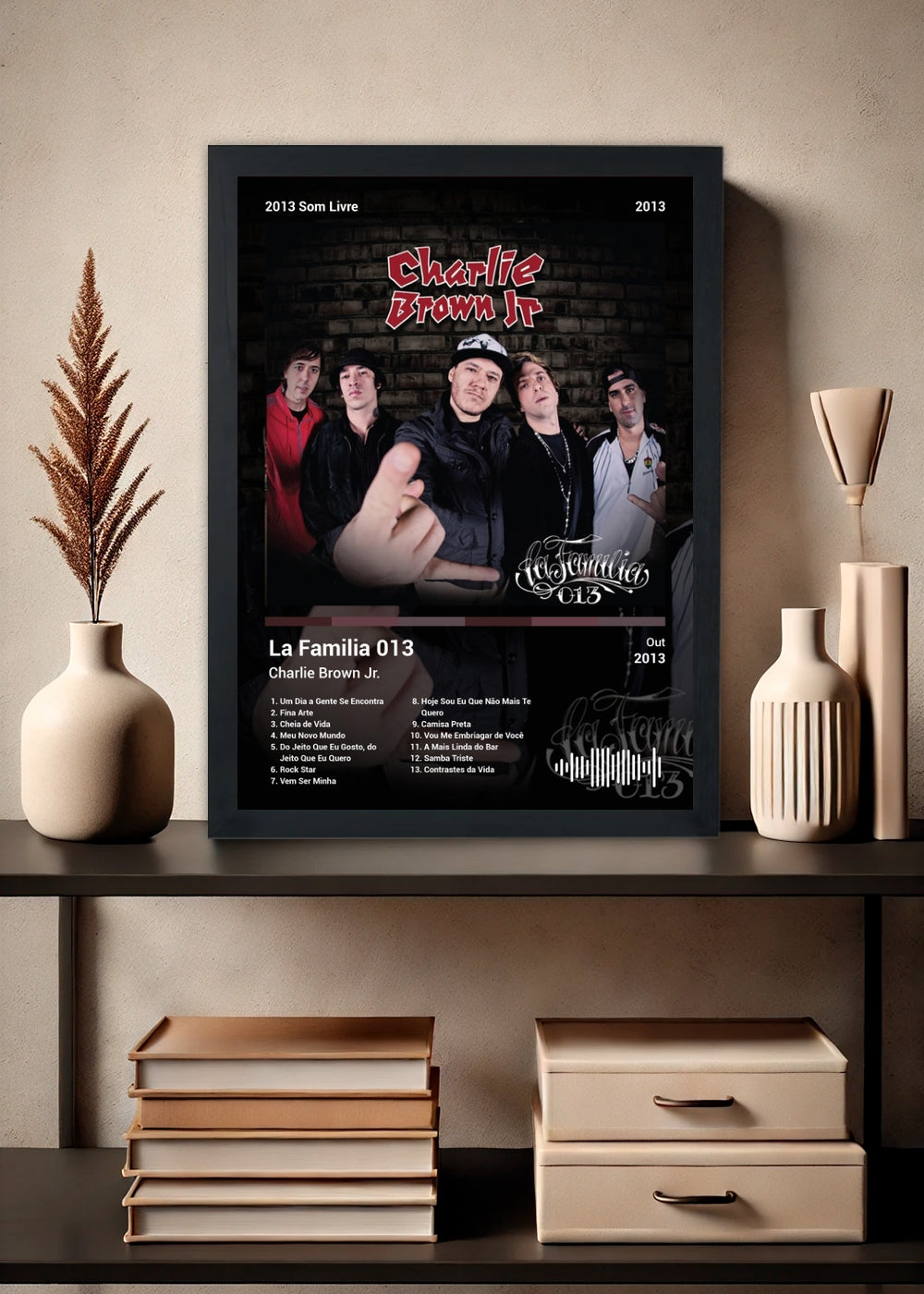 Quadro Charlie Brown Jr. La Familia 013 (Dark) Com Vidro