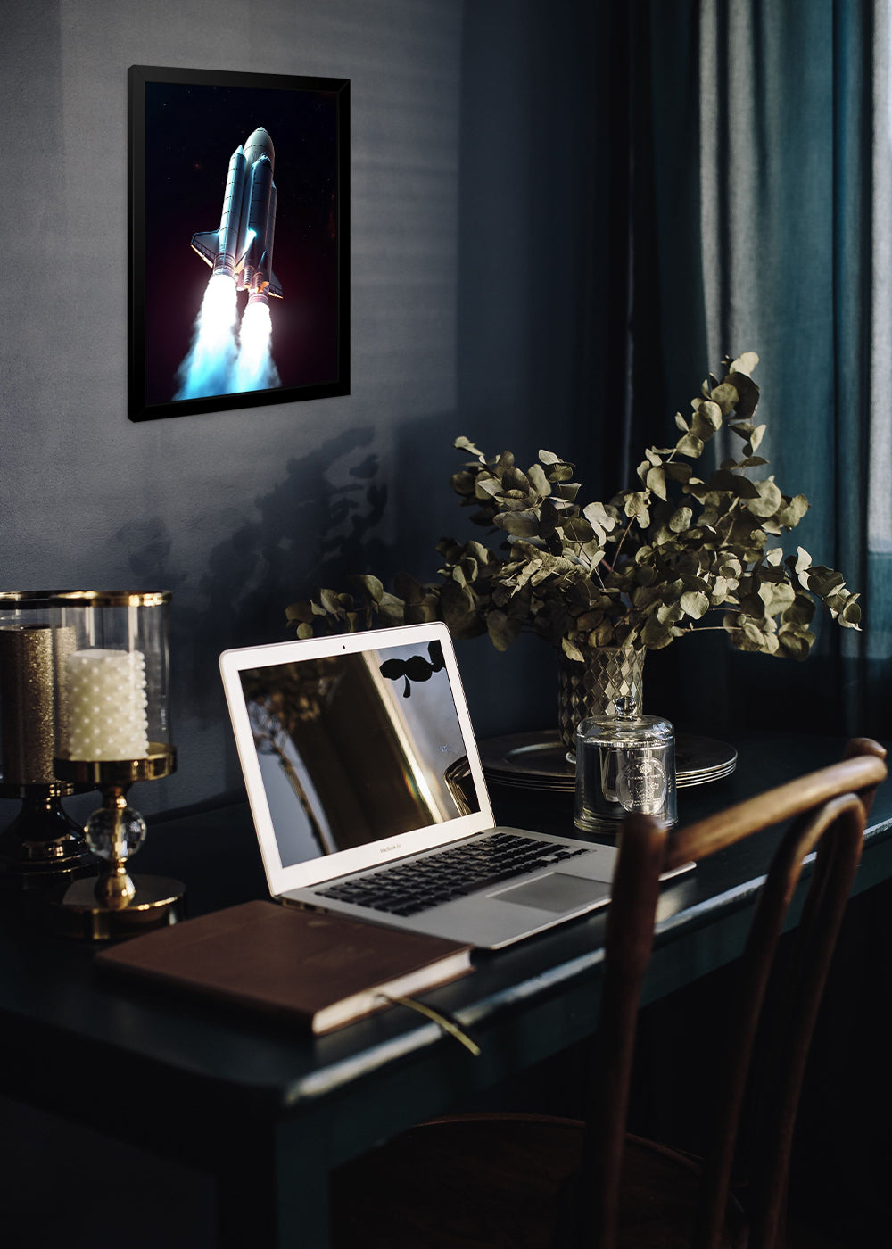 Quadro Decorativo Foguete Abstrato - Com vidro