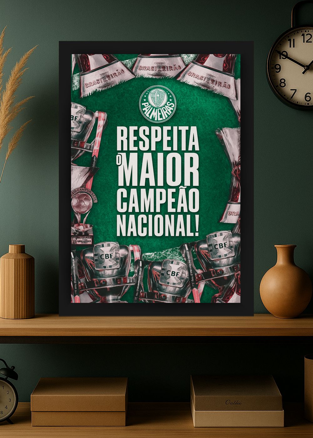 Quadro Com Vidro Palmeiras Respeita o Maior com Moldura