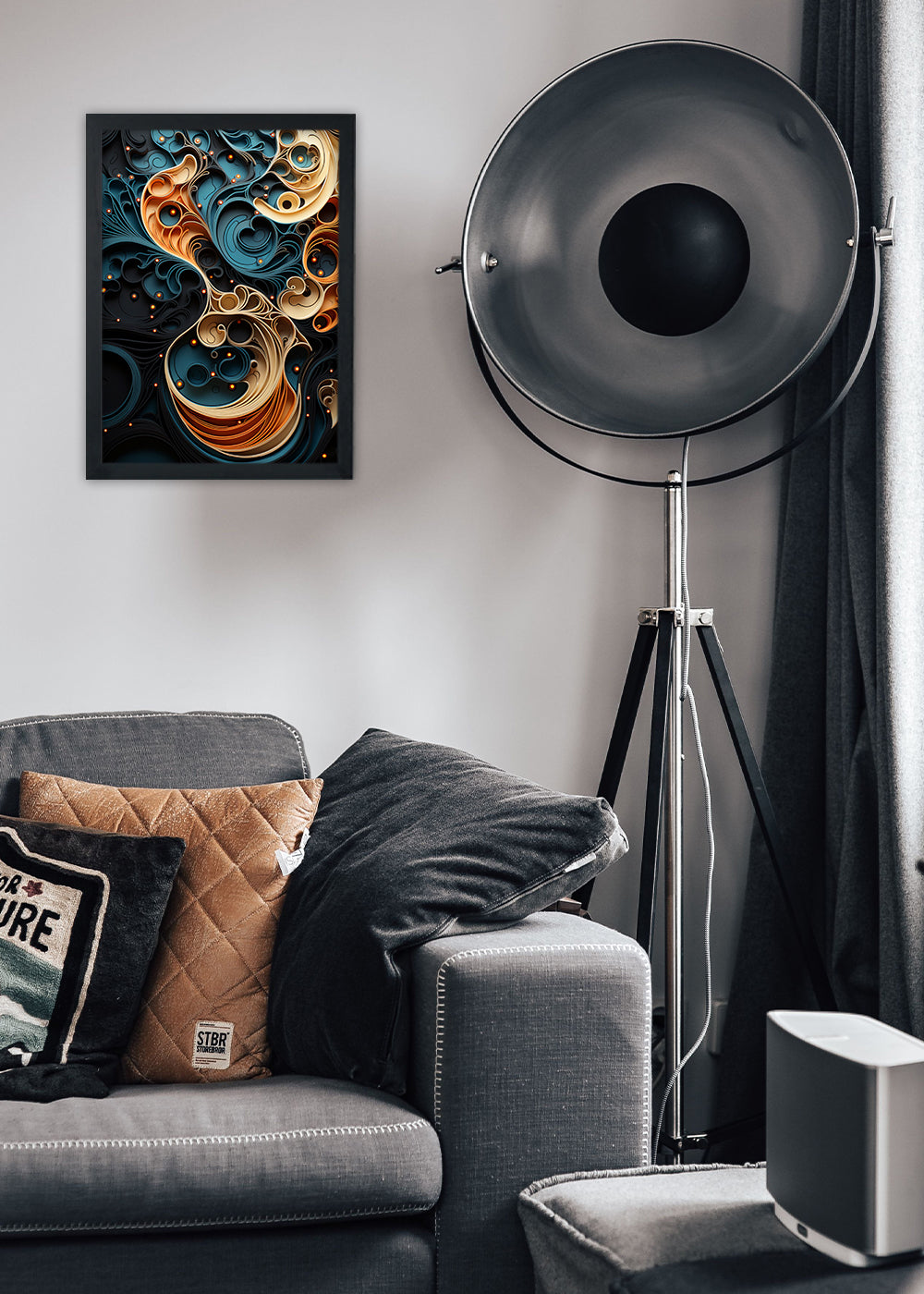 Quadro Decorativo Arte de forma abstratas - Com vidro