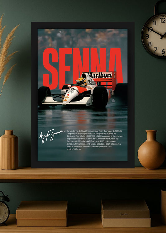 Quadro Com Vidro Ayrton Senna Rei de Monaco Decorativo